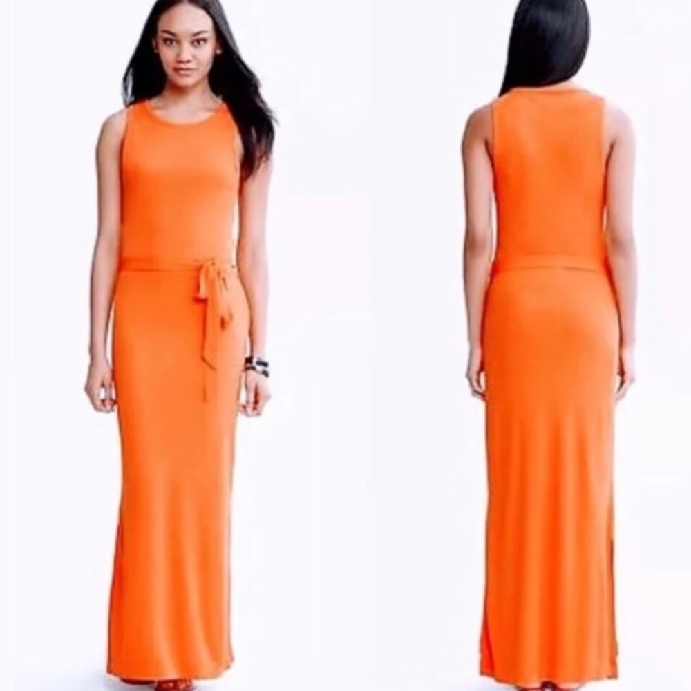 Banana Republic Tropical Orange Maxi Dress Small